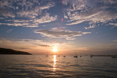 Scenic view of sunset over sea