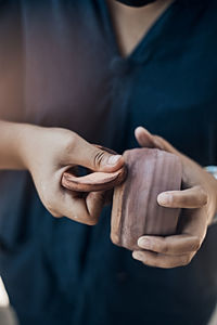 Midsection of woman working