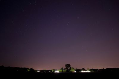 Silhouette trees against sky at night