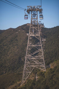 Low angle view of electricity pylon against sky