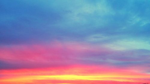 Low angle view of cloudy sky at sunset