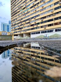 Reflection of buildings in city