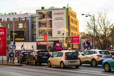 Traffic on road in city