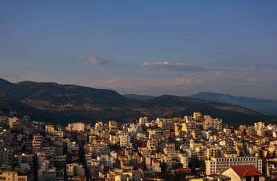 High angle view of townscape against sky