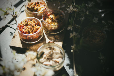 High angle view of food on table