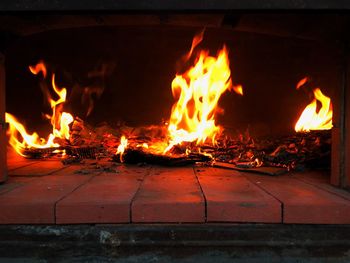 Close-up of bonfire at night