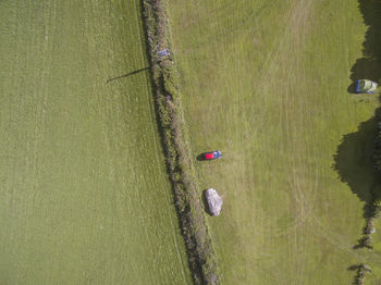 High angle view of golf ball in park