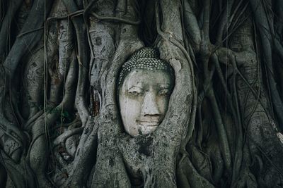 Statue of buddha against building