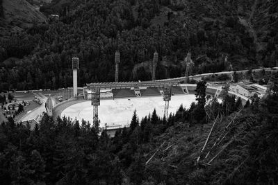 High angle view of bridge over forest