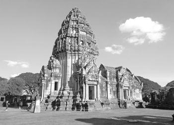 Monochrome image of prasat hin phimai, ancient khmer temple in nakhon ratchasima porvince, thailand