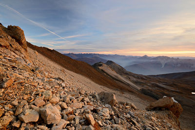 Scenic view of landscape against sky during sunset