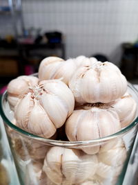 Close-up of garlic on table