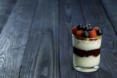 Close-up of dessert on table