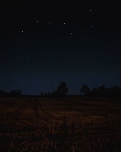 Scenic view of field against sky at night