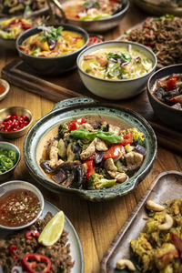 High angle view of food on table