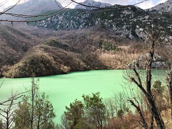 Scenic view of lake and mountains