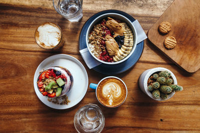 High angle view of food on table