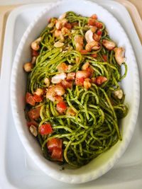 High angle view of salad in bowl