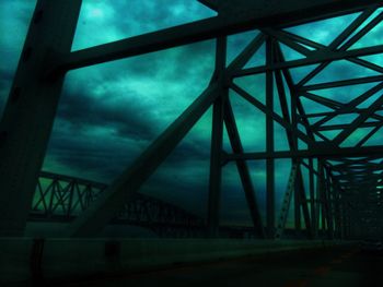 Low angle view of bridge against cloudy sky