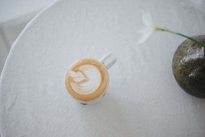 High angle view of coffee on table