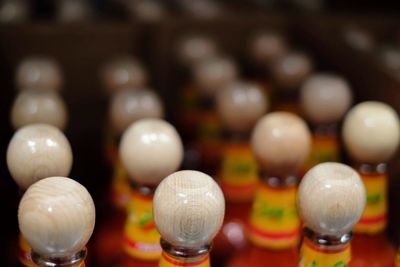 Close-up of candles on table