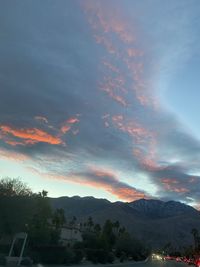 Scenic view of mountains against sky during sunset