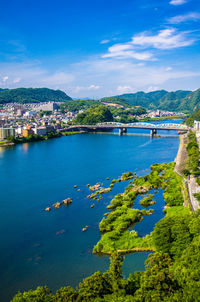 Scenic view of sea and buildings against sky