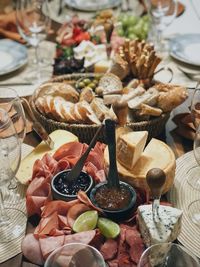 High angle view of food on table