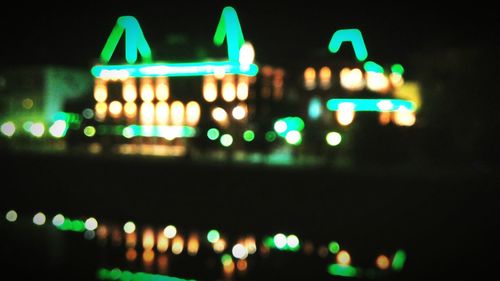 Defocused image of illuminated lights at night