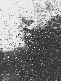 Close-up of water drops on glass