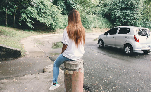 Person standing on road