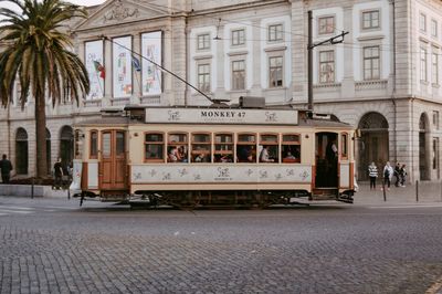 View of bus on street in city