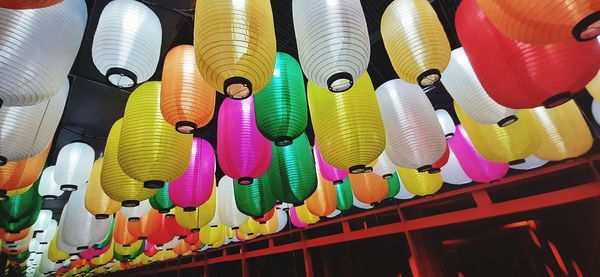 Full frame shot of multi colored umbrellas hanging