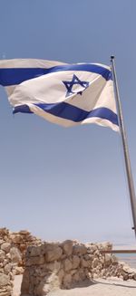 Israeli flag against clear blue sky