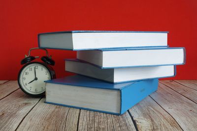Close-up of books on table