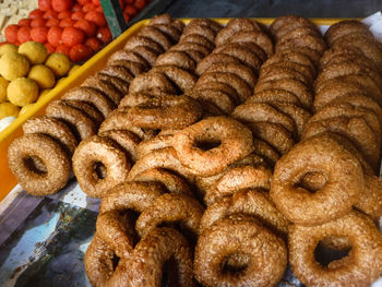 High angle view of cookies