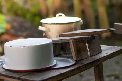 Close-up of tea cup on table