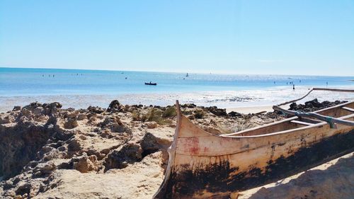 Panoramic view of beach against clear sky