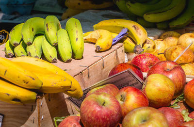 High angle view of fruits for sale in market