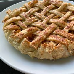 High angle view of bread in plate