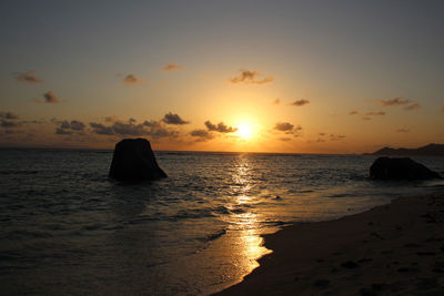 Scenic view of sea against sky during sunset