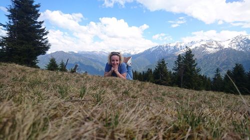Full length of man on field against sky