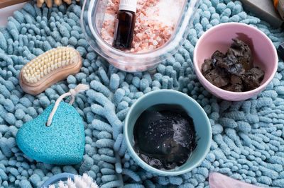High angle view of food on table