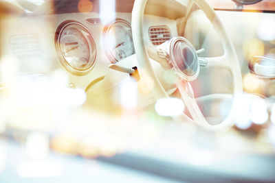 Close-up of car steering wheel