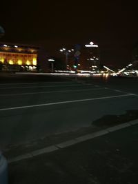 Light trails on road at night