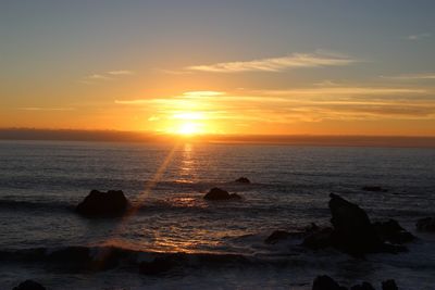 Scenic view of sea against sky during sunset