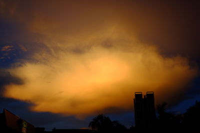 Low angle view of cloudy sky during sunset