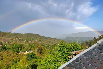 Scenic view of rainbow against sky