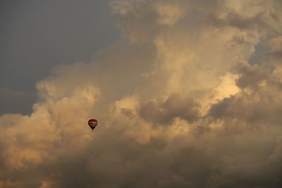 Low angle view of hot air balloon against sky