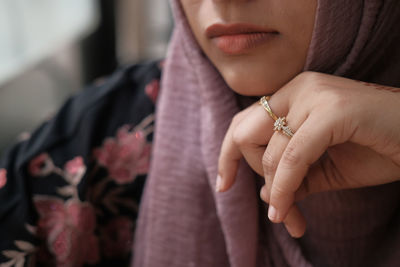Muslim women looking away